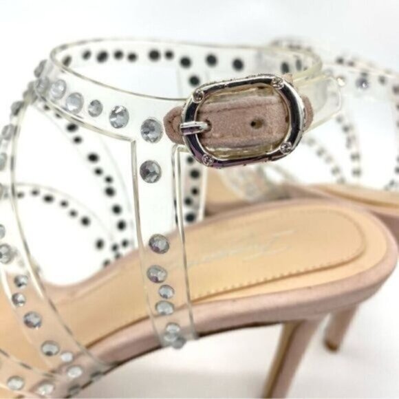 Vince Camuto Womens Imagine  Rhinestone Leather Open Toe Heels Sandals - Picture 13 of 14